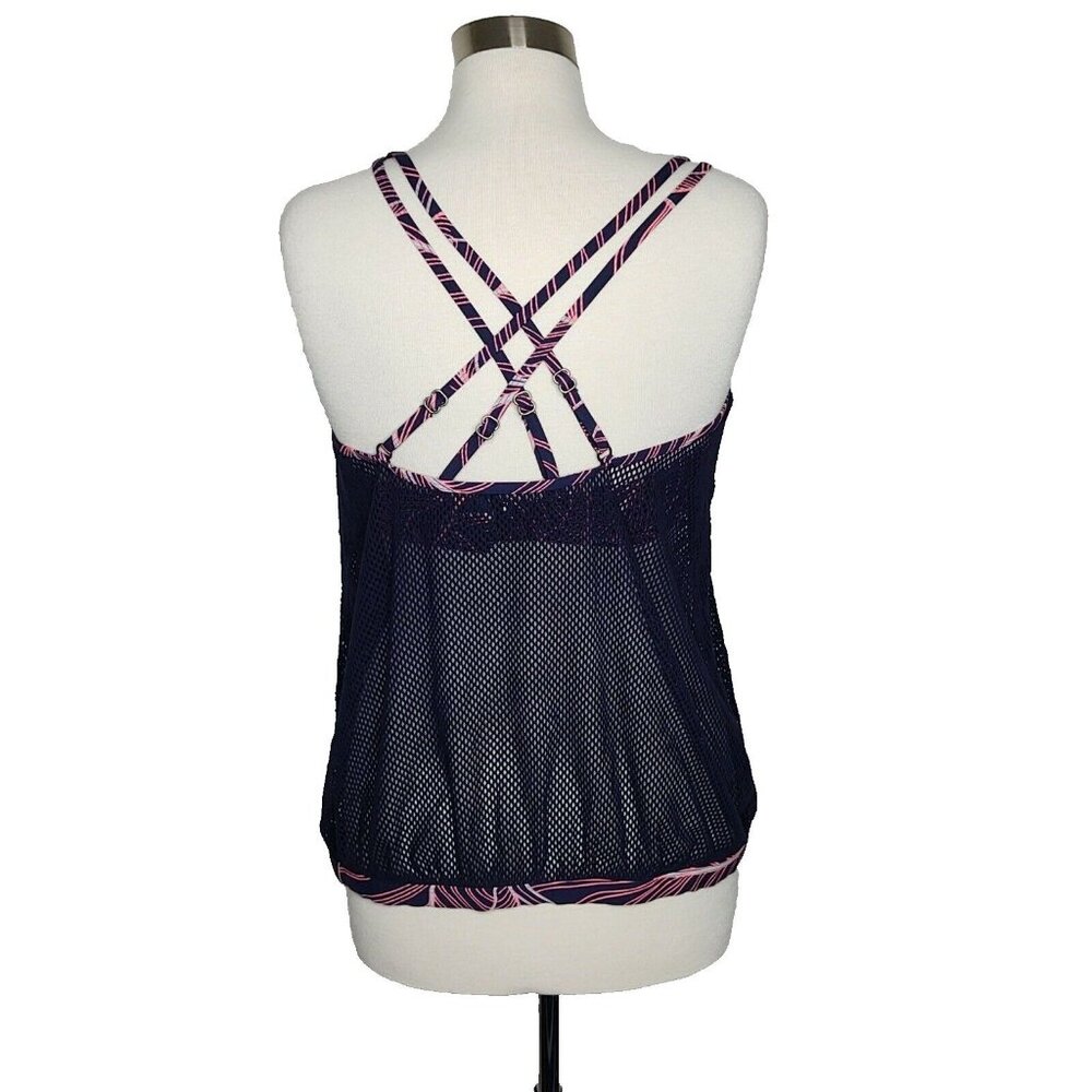 Anne Cole Locker Swim Tankini top Mesh Overlay with attatched crop top XL - Picture 2 of 11